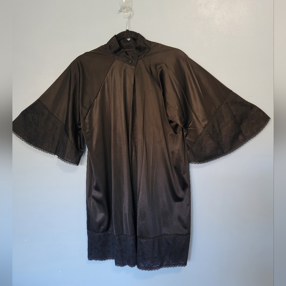 Vntg Cattani Of California Lace Bell Sleeve Cardigan Size M Black